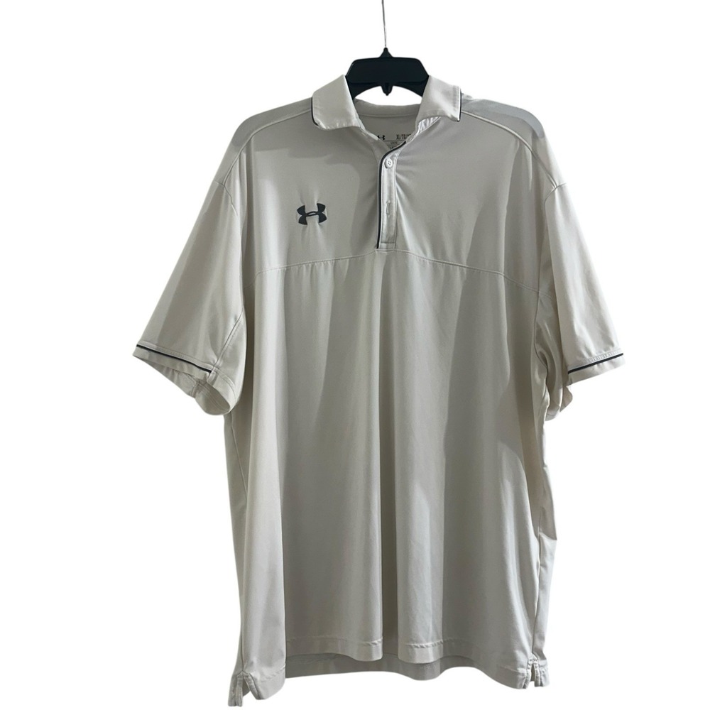 Under Armour HeatGear Polo‎ Shirt Mens XL Gray Short Sleeve Golf Athletic